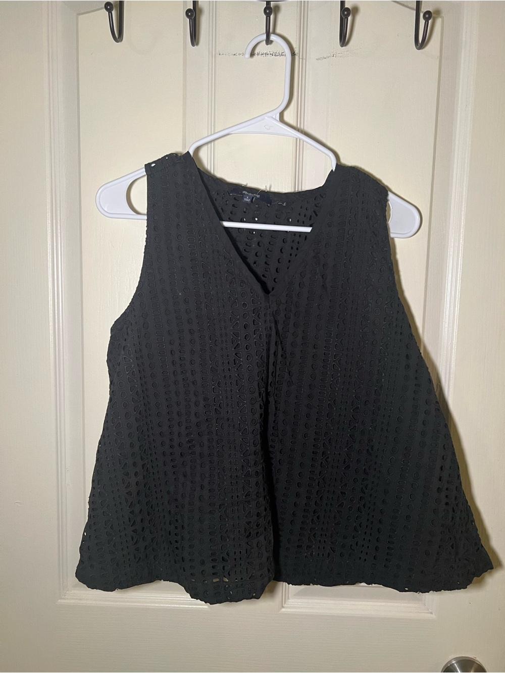 Madewell Black Eyelet Cutwork Swing Tank Top Large